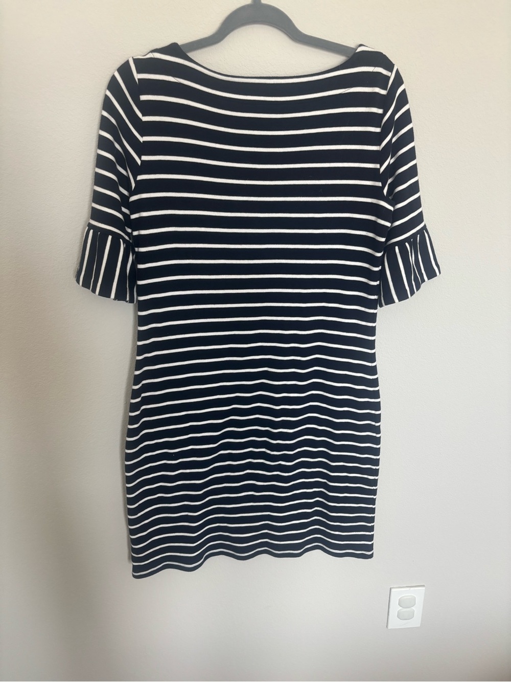 Talbots Navy and White Striped dress size small